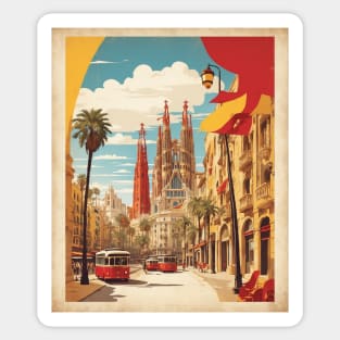 Cathedral of the Holy Cross and Saint Eulalia Barcelona Spain Travel Tourism Retro Vintage Sticker